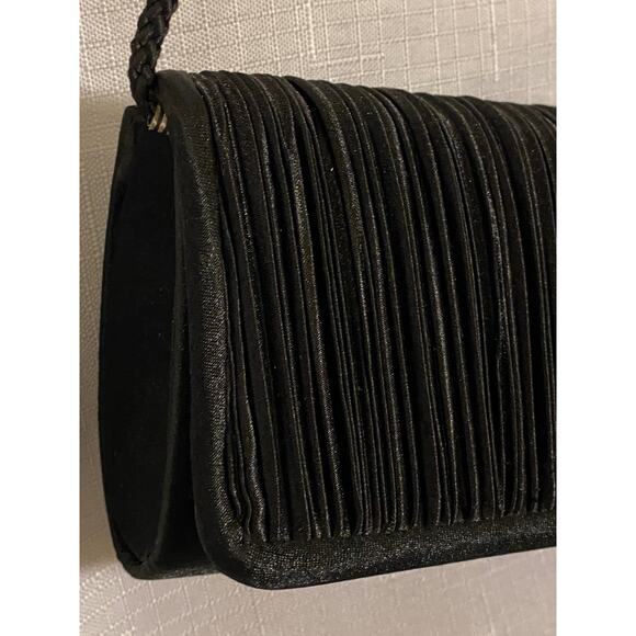 Women's Evening Formal Clutch Bag Purse Black with rhinestones rope strap EUC - Picture 5 of 13